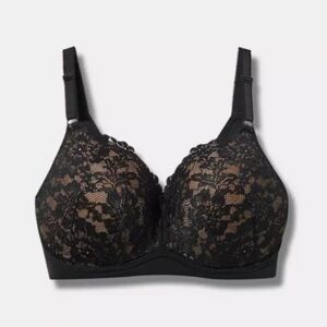 Torrid Dream Wire-Free Push Up Floral Lace Bra Black and Nude Size 42B NWT